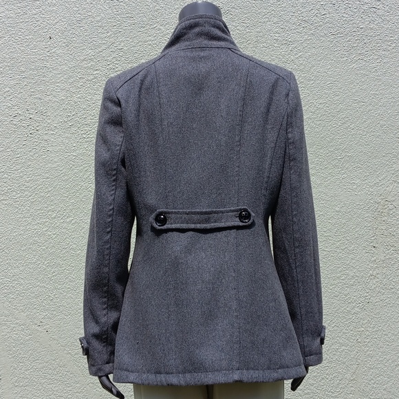 Guess Ladies (10) Button Grey Wool Blend Peaoat - Picture 4 of 16